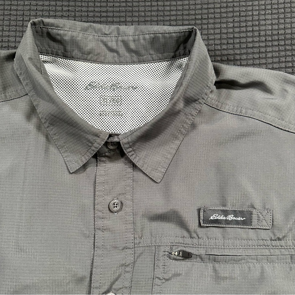 Eddie Bauer EC Fishing Shirt Gray Short Sleeve Mens XL - Picture 2 of 8